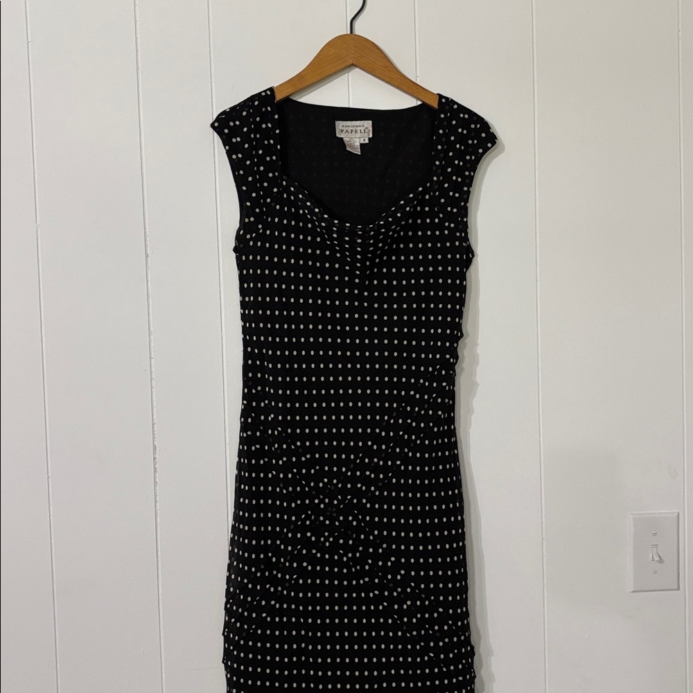 Adrianna‎ Papell Black Silk Vintage Cocktail Women's Dress Size 8 - Picture 4 of 11